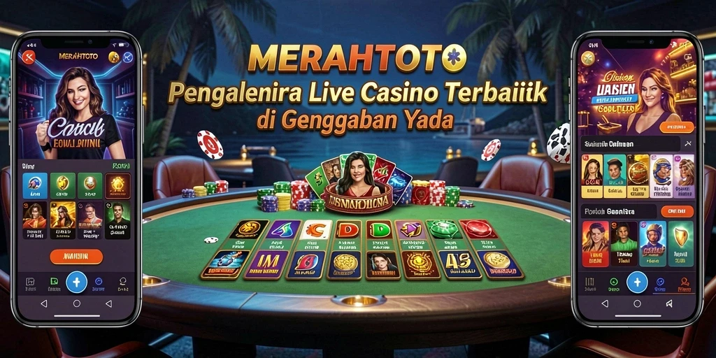 Screenshot MERAHTOTO menampilkan suasana Live Casino yang mendebarkan.