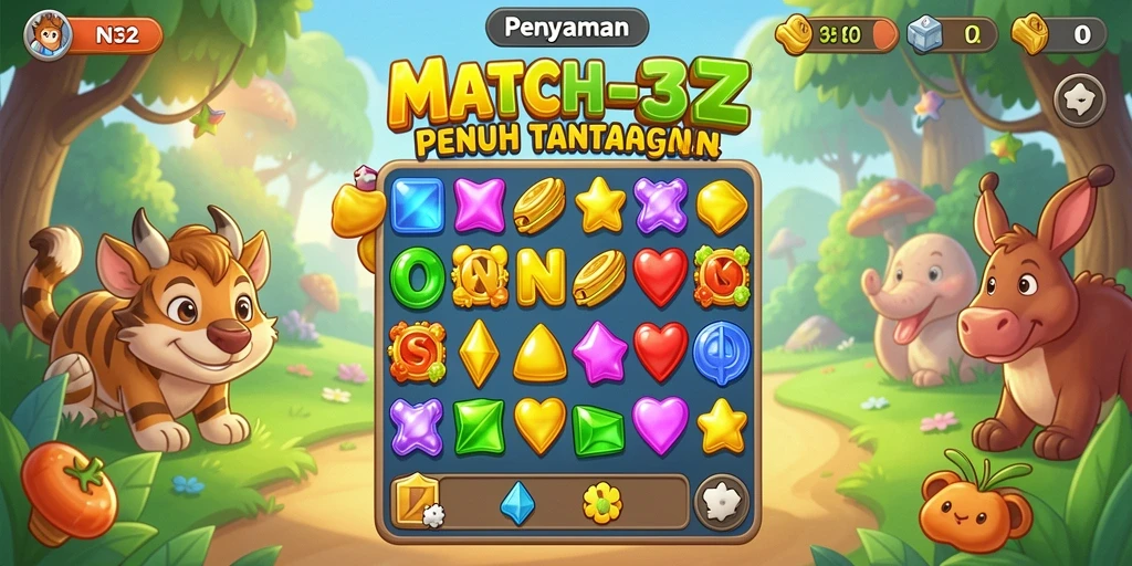 Tampilan seru gameplay N32 yang penuh warna dan tantangan.