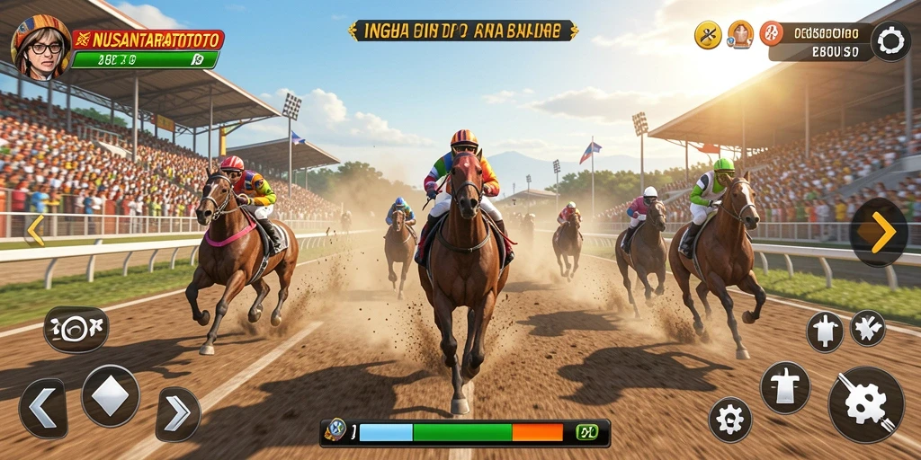 Tampilan gameplay NUSANTARATOTO dengan balapan mendebarkan.