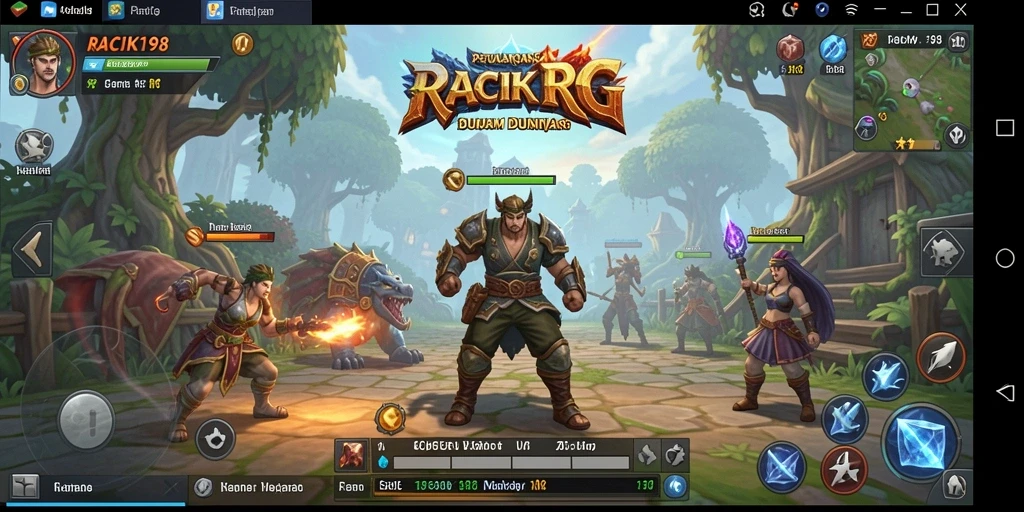 Tangkapan layar menunjukkan aksi seru dalam gameplay RPG RACIK198.